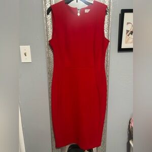 Calvin Klein Red Sleeveless Midi Sheath Dress